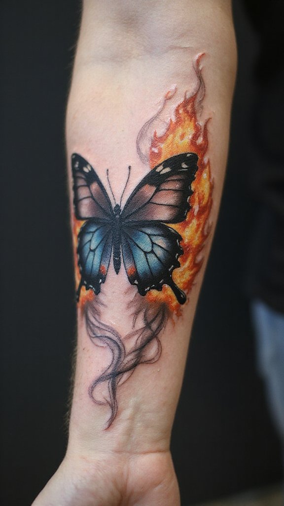 Butterfly with Fire and Smoke