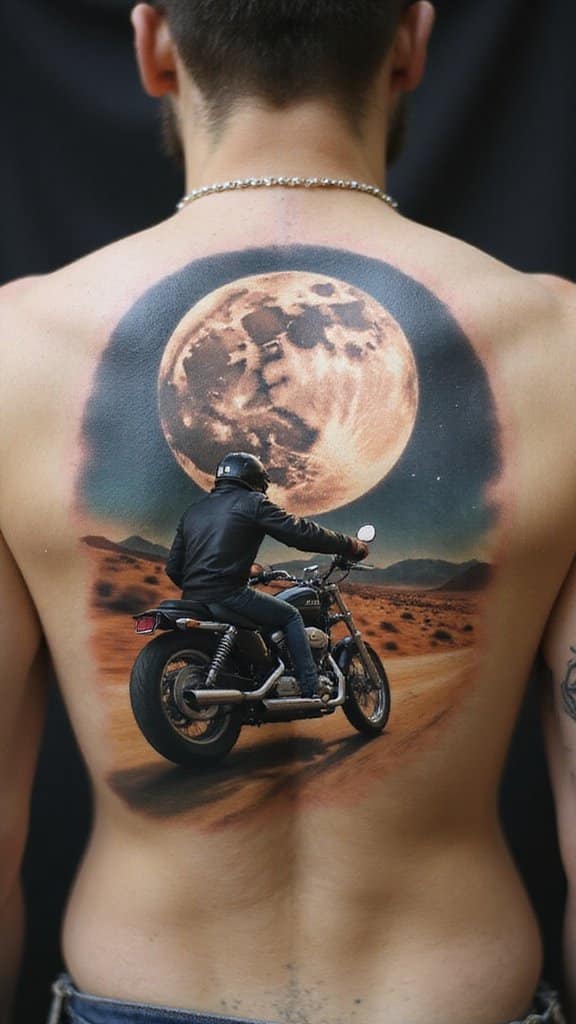 Full Moon and Motorcycle Rider