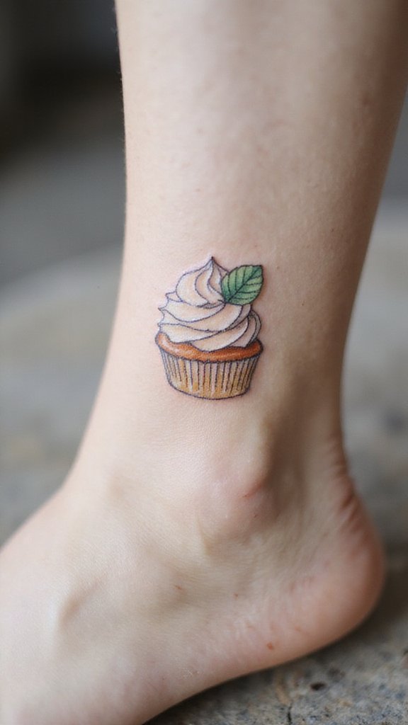 Cupcake with Mint Leaf