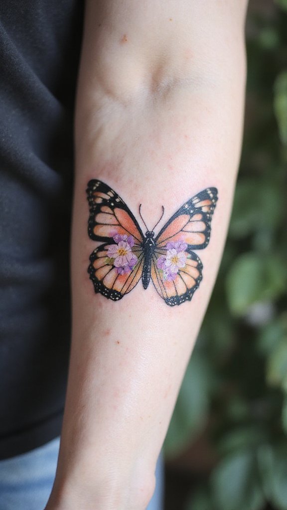 Floral Butterfly Tattoo