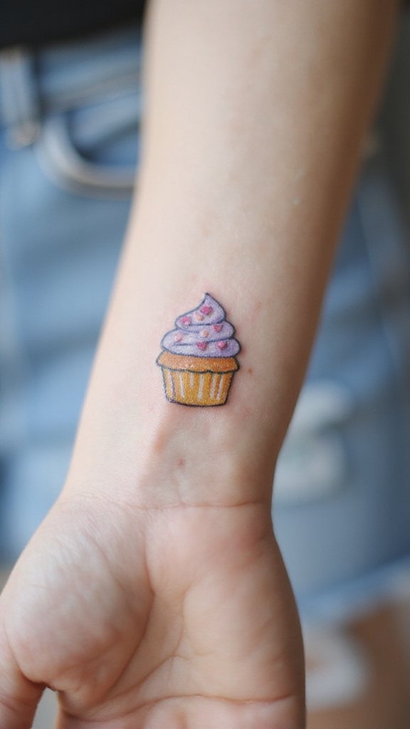Cupcake with Sprinkles in a Heart Shape