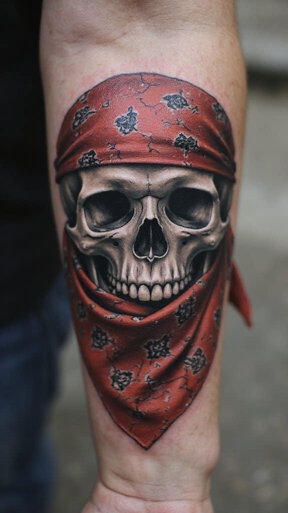 Biker’s Skull with Bandana