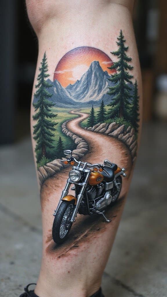 Motorcycle with Mountain Road