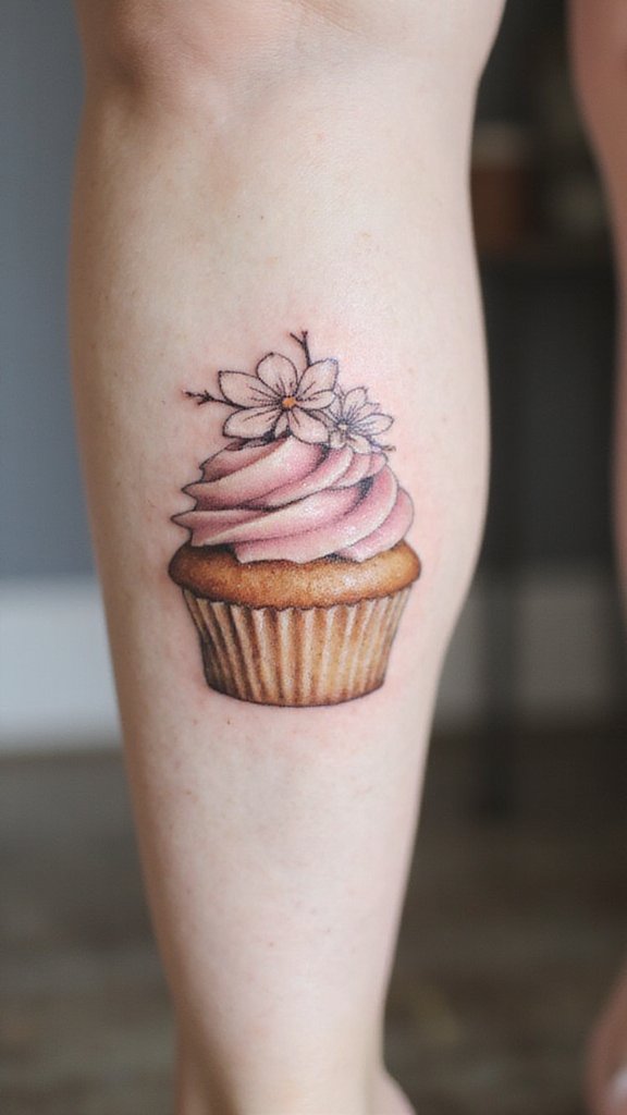 Cupcake with a Cherry Blossom