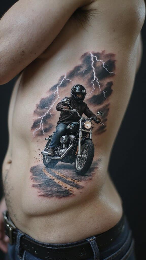 Motorcycle Rider with Lightning