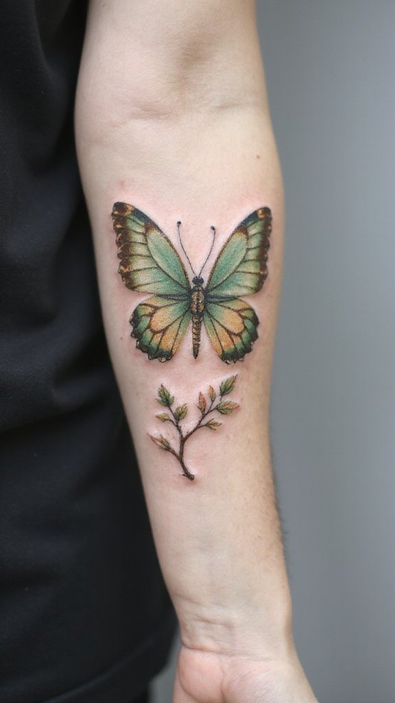 Butterfly with Branch and Leaves