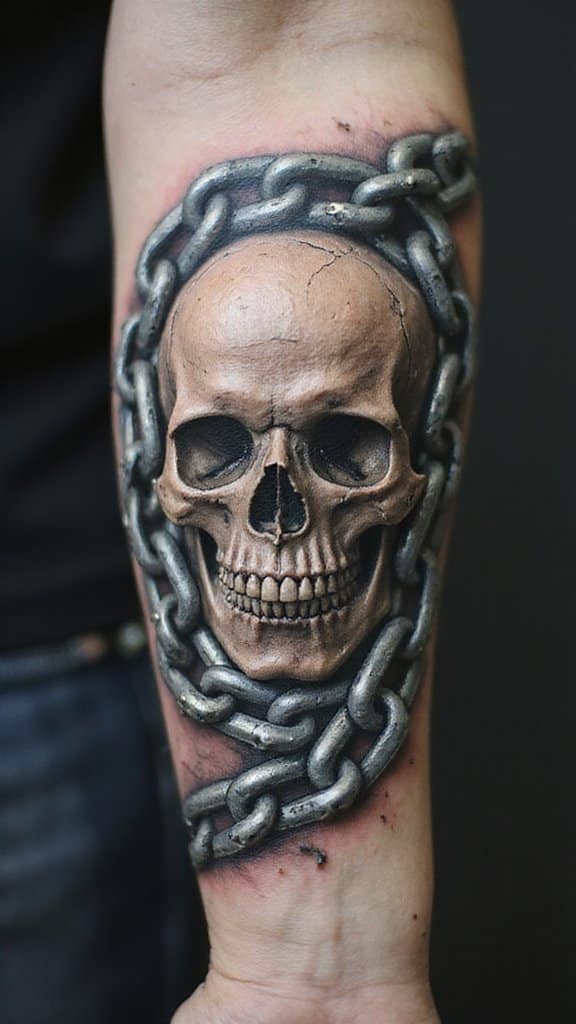 Skull with Motorcycle Chain