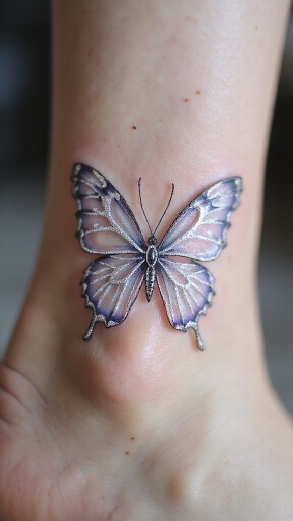 Silver Lined Butterfly with Crystal Wings