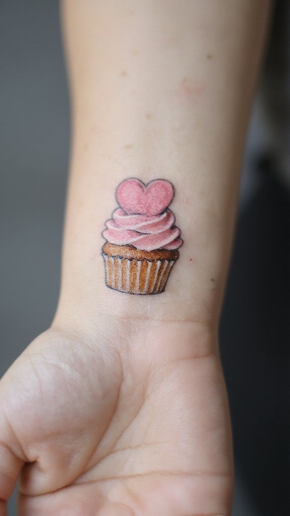 Cupcake with Pink Heart Icing