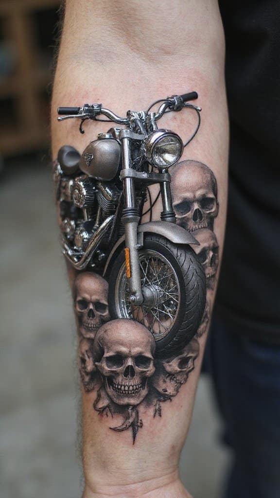 Vintage Motorcycle and Skull