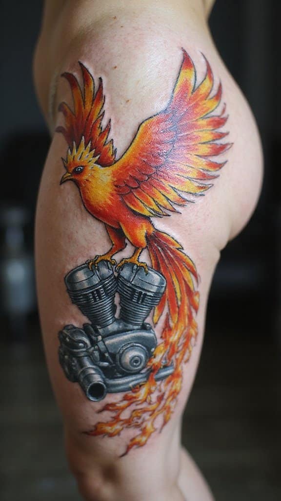 Phoenix Rising from Motorcycle