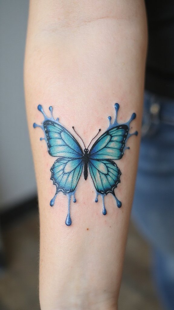 Butterfly with Abstract Water Splashes