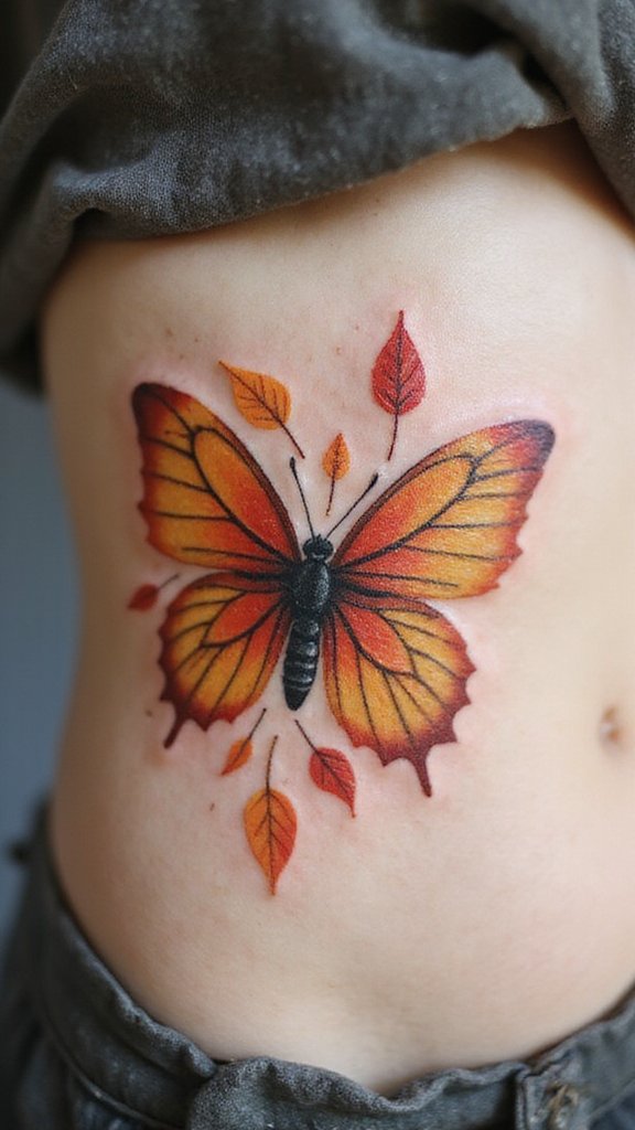 Butterfly with Autumn Leaves