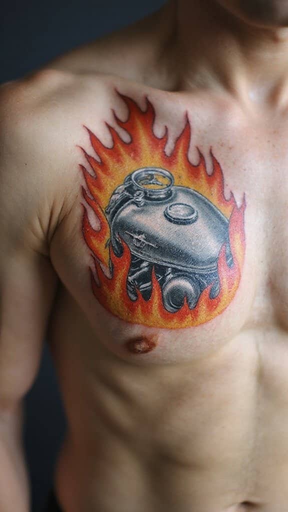 Motorcycle Fuel Tank with Flames