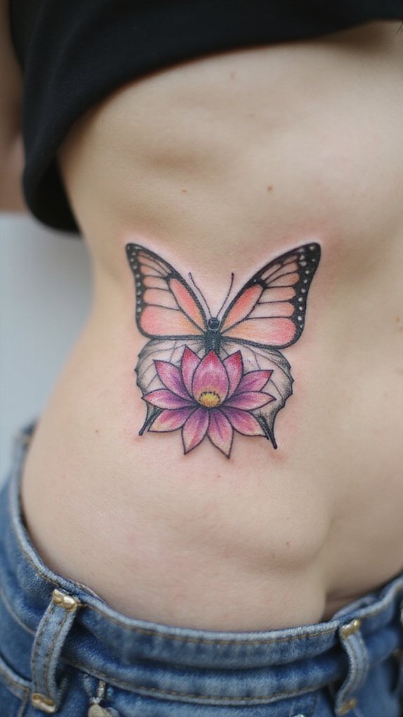 Butterfly with Lotus Flower