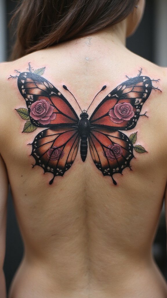 Butterfly with Rose Bouquet