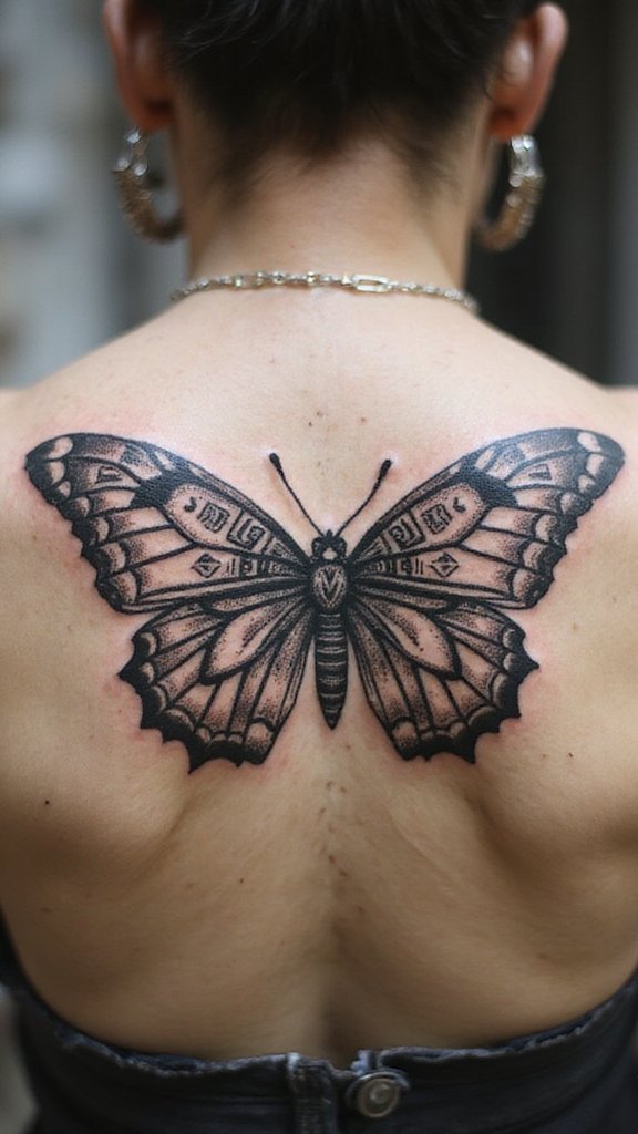 Butterfly with Aztec Symbols